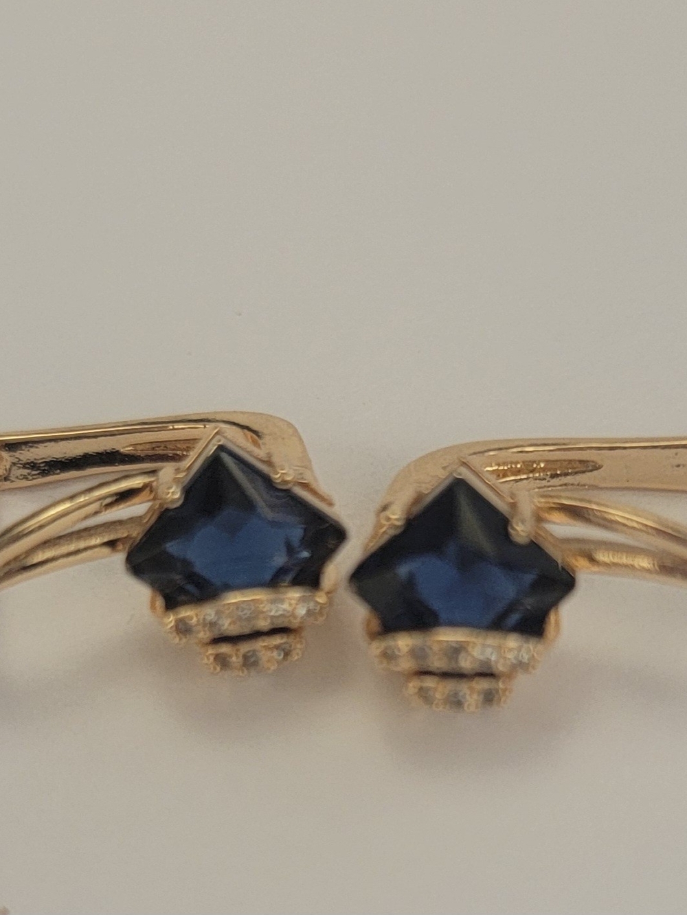 Gold-Tone Dainty Blue Crystal Star Stud Earrings